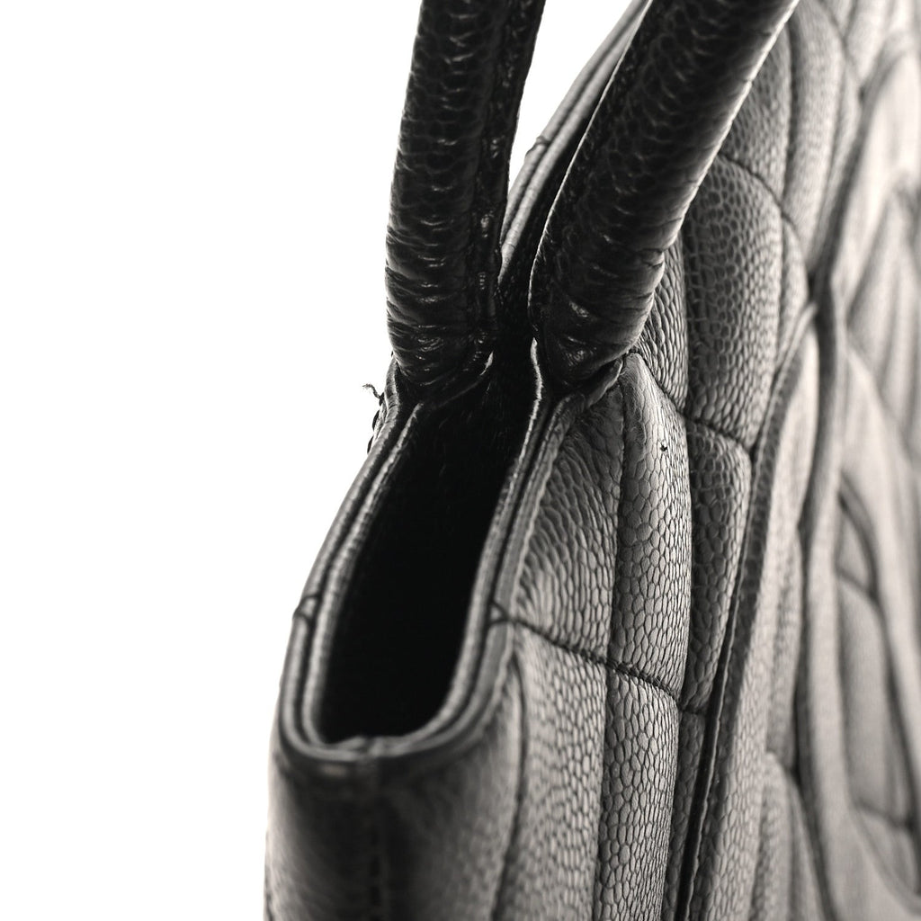 Caviar Quilted Medallion Tote Black