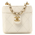 Lambskin Quilted Vanity Clutch With Chain White
