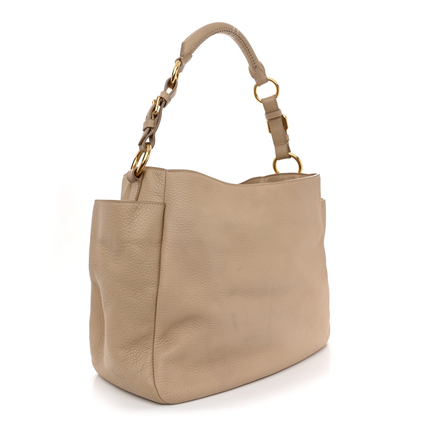 Vitello Daino Side Pocket Hobo Sabbia