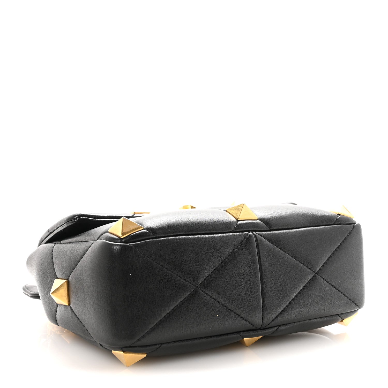 Nappa Large Roman Stud Shoulder Bag Black