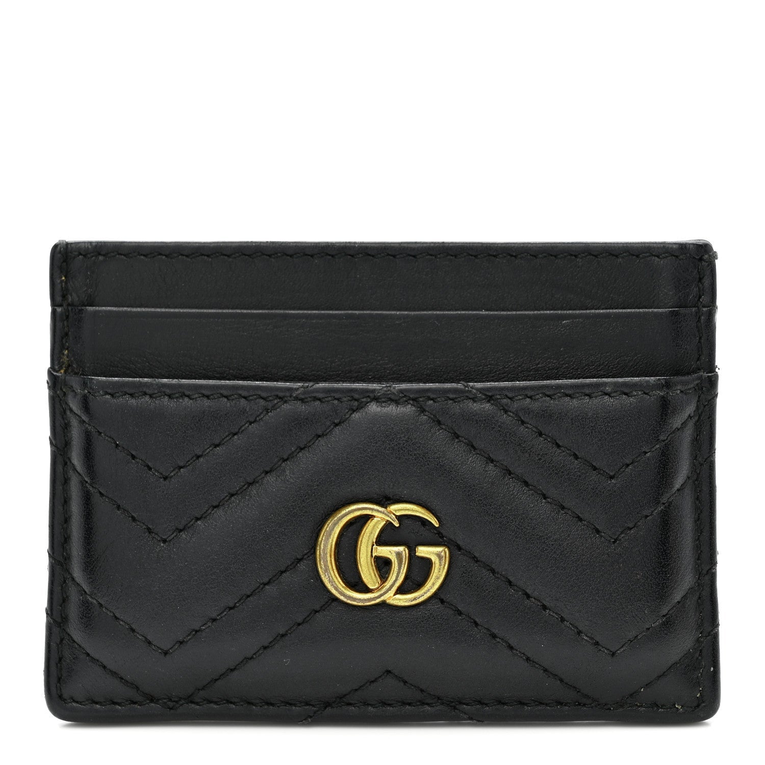 Calfskin Matelasse GG Marmont  Holder Black