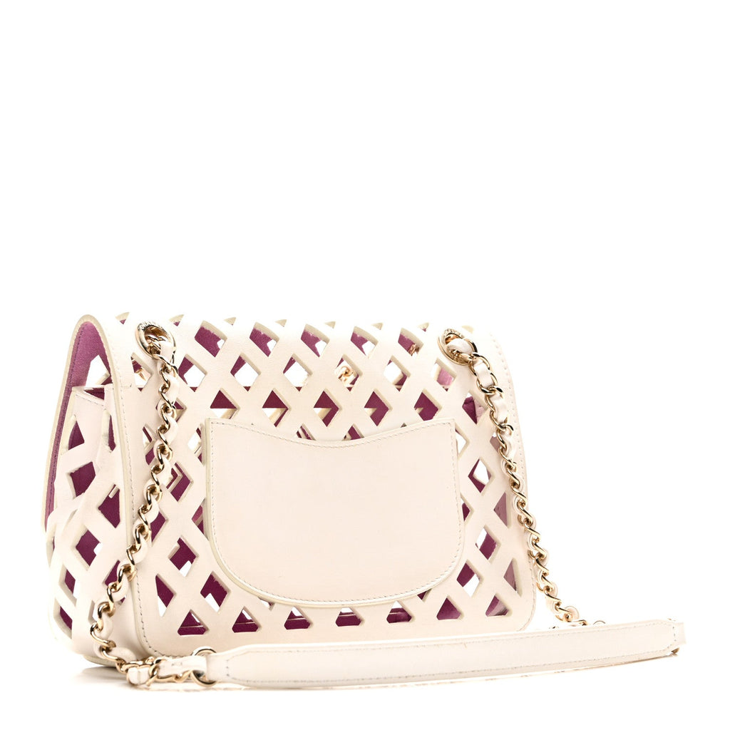 Lambskin Small Sea Through Flap White Multicolor