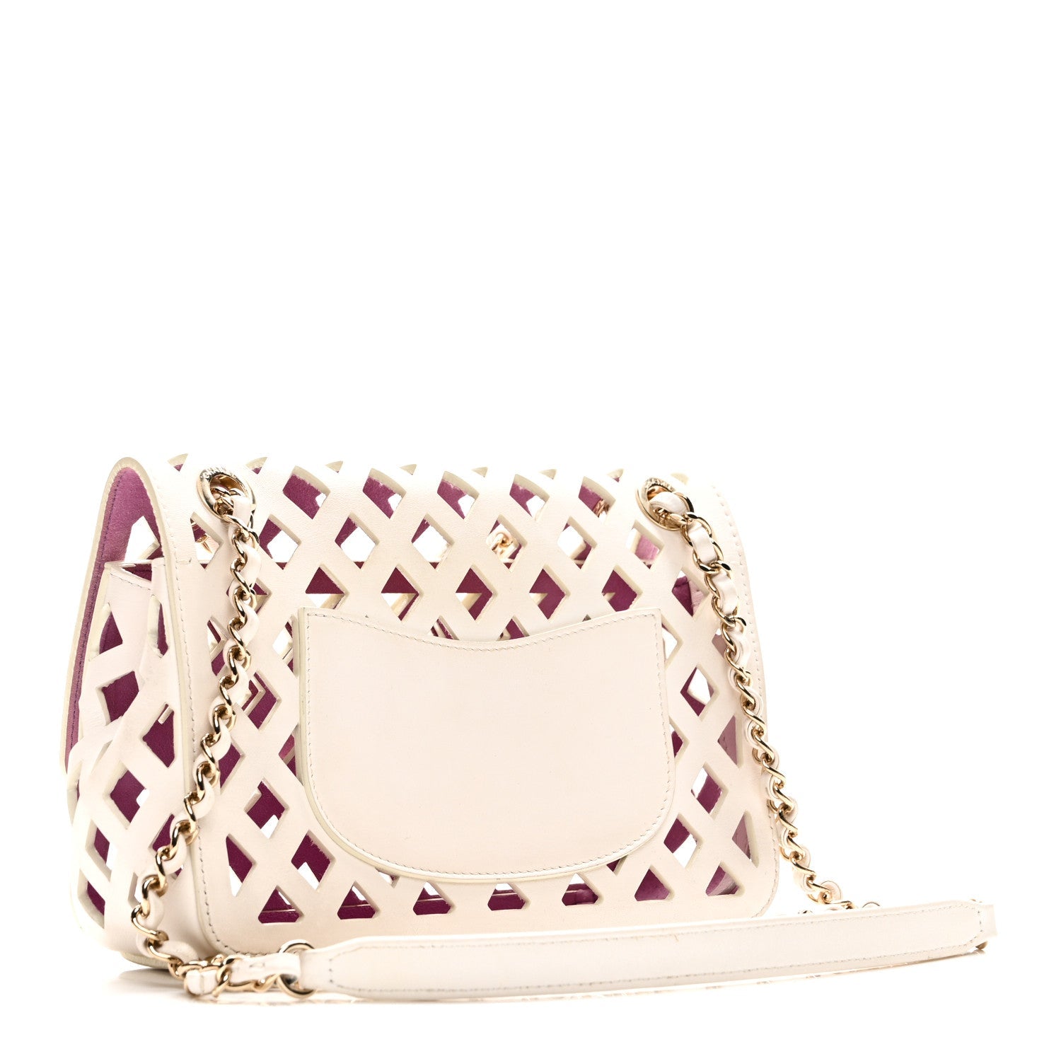 Lambskin Small Sea Through Flap White Multicolor