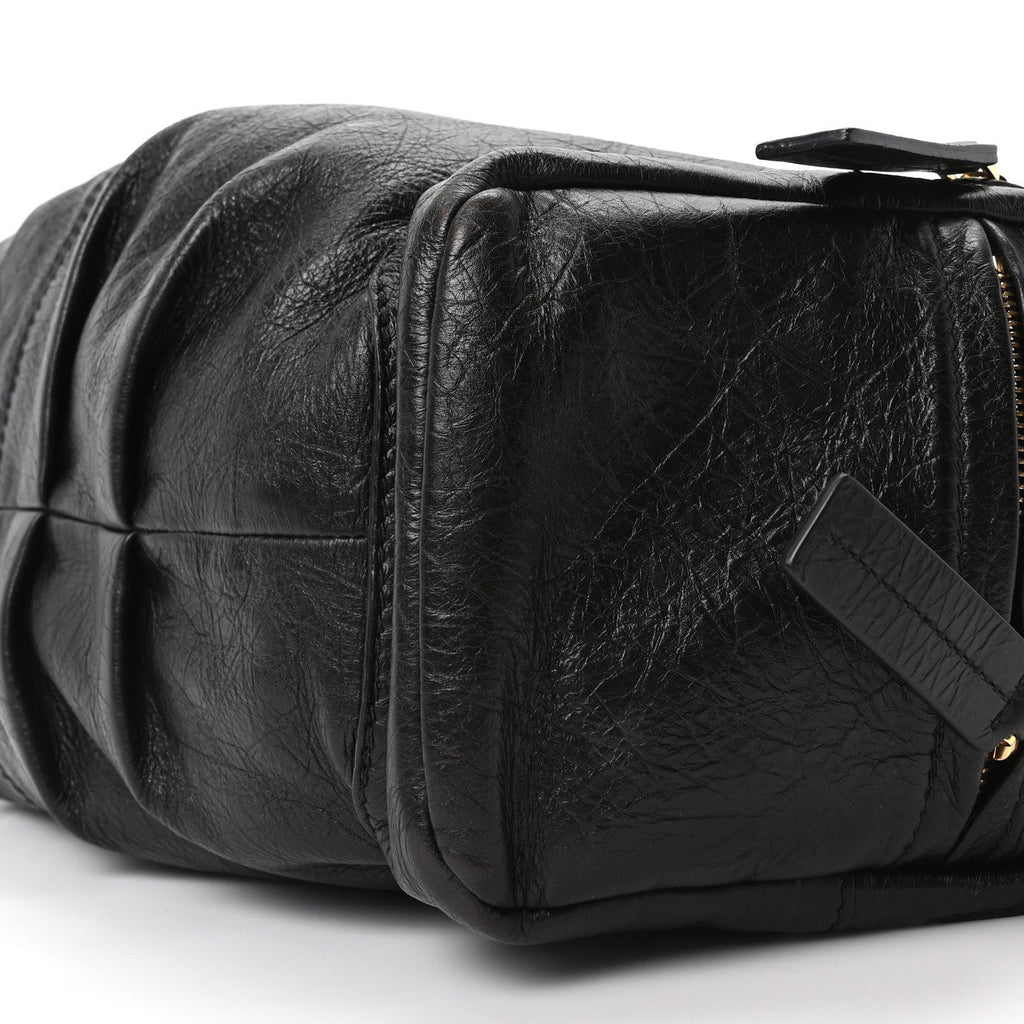 Crinkled Calfskin Large Grand Tour Multipocket Bag Black