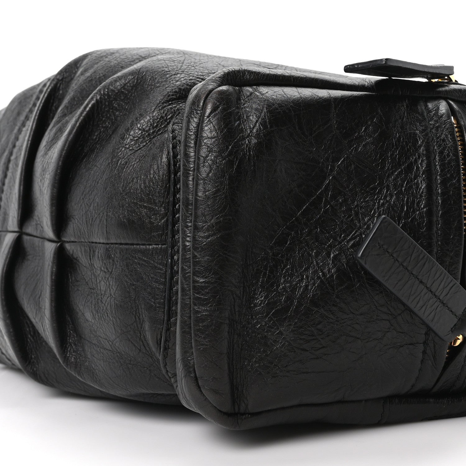 Crinkled Calfskin Large Grand Tour Multipocket Bag Black