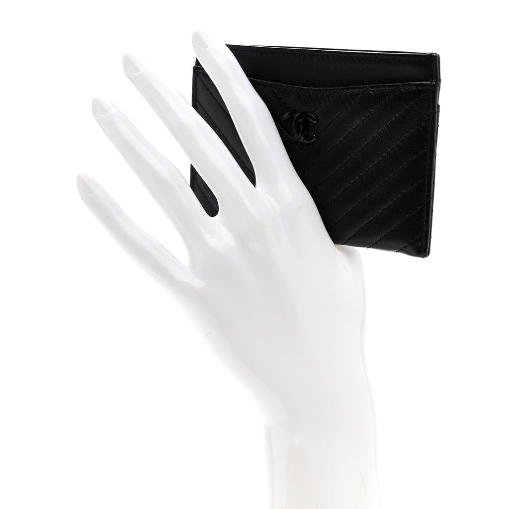 Lambskin Chevron Quilted  Holder So Black