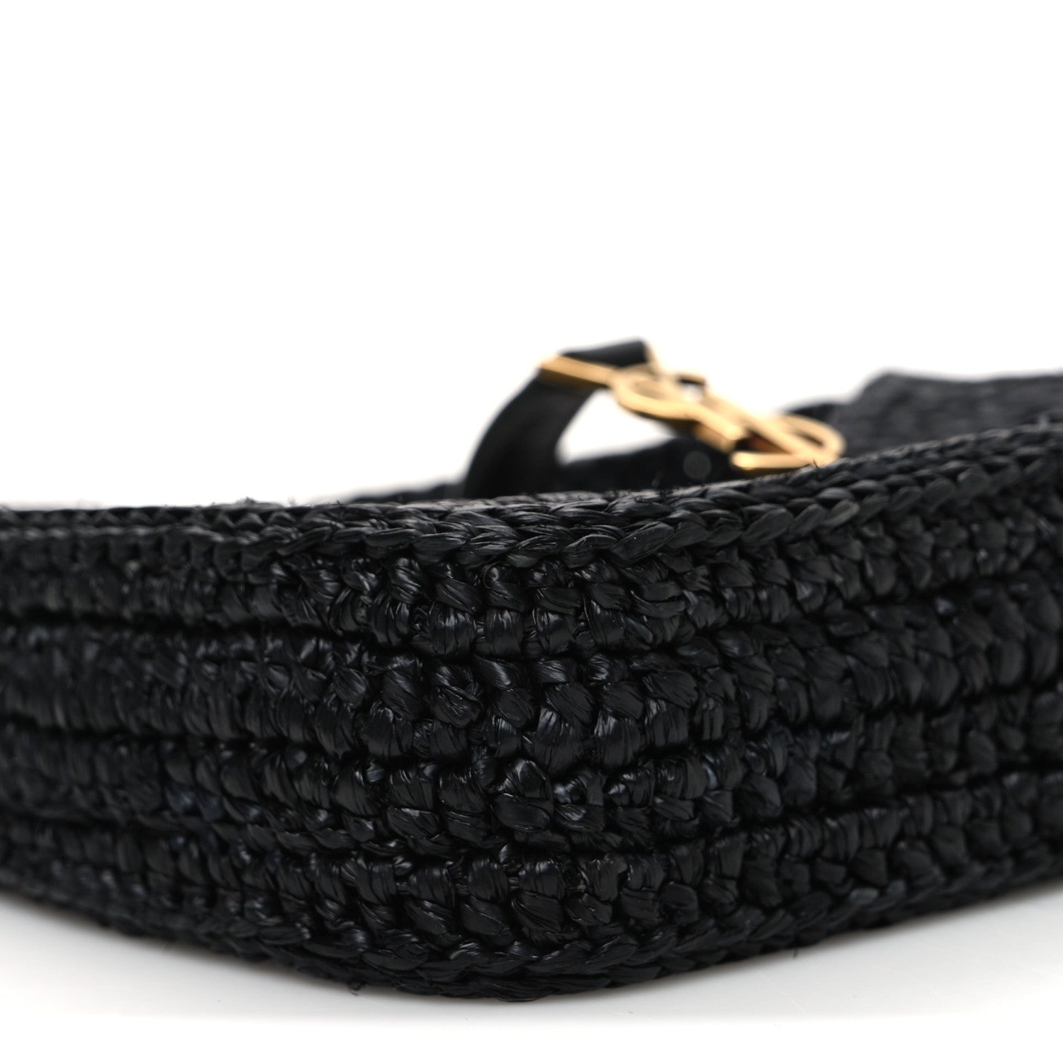 Raffia Calfskin Le 5 A 7 Mini Hobo Black