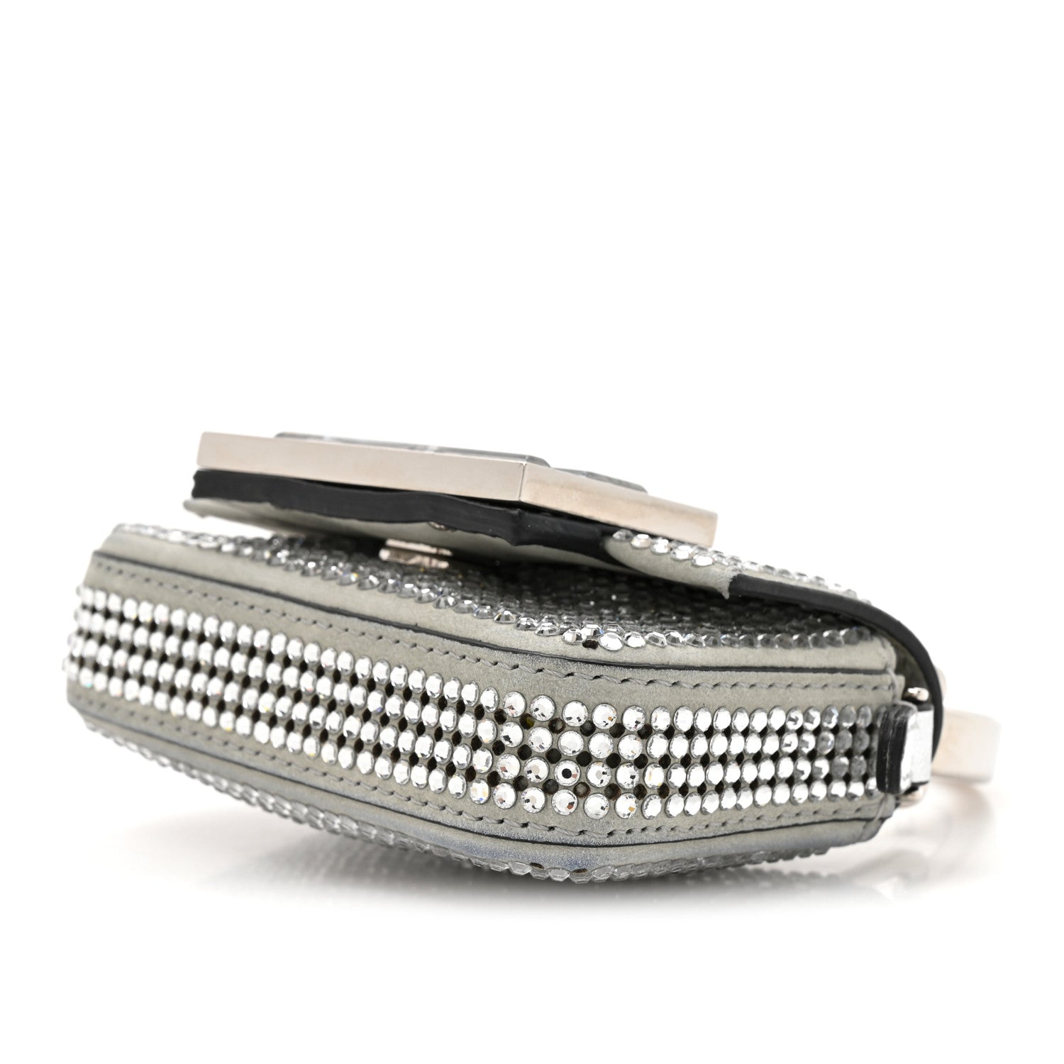 Nubuck Crystal Catalan Mirror Nano Maxi Buckle Baguette Charm Pietra Argento
