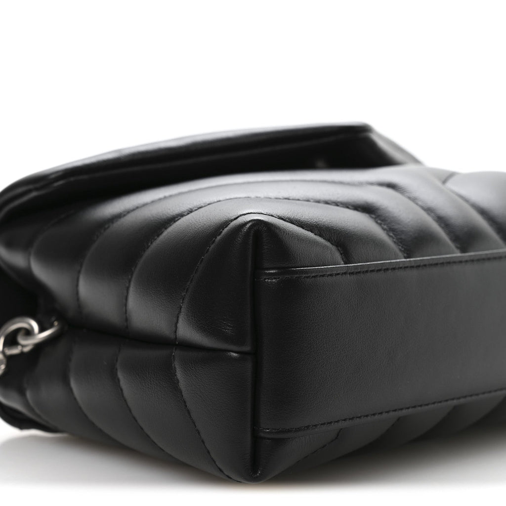 Calfskin Y Quilted Monogram Toy Loulou Crossbody Bag Black