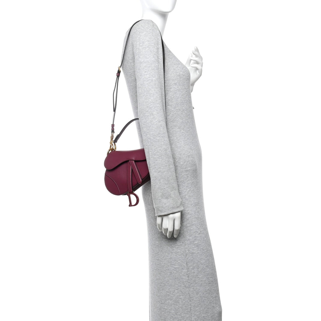 Supple Calfskin Mini Saddle Bag With Strap Purple