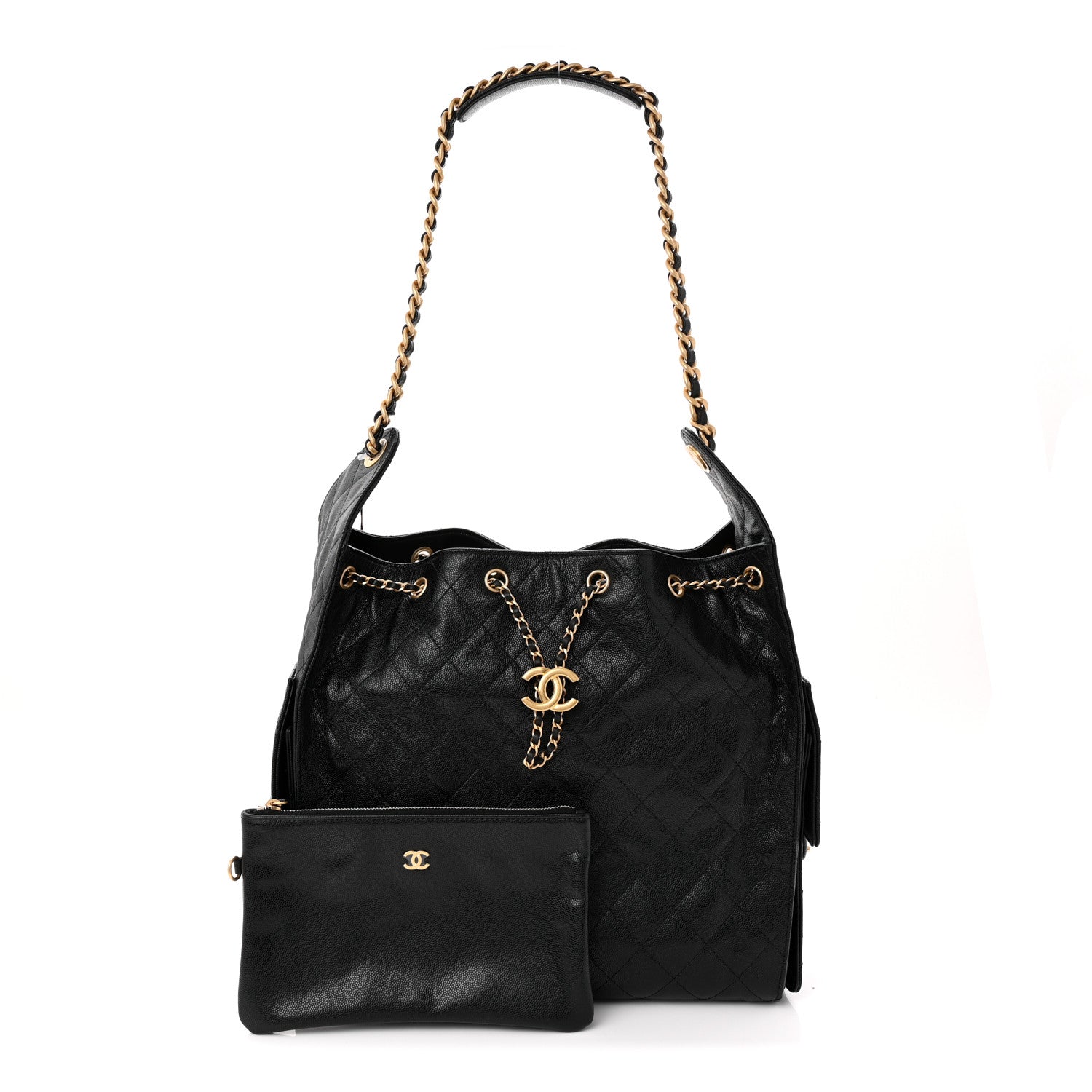 Caviar Quilted Medium Chanel 25 Handbag Black