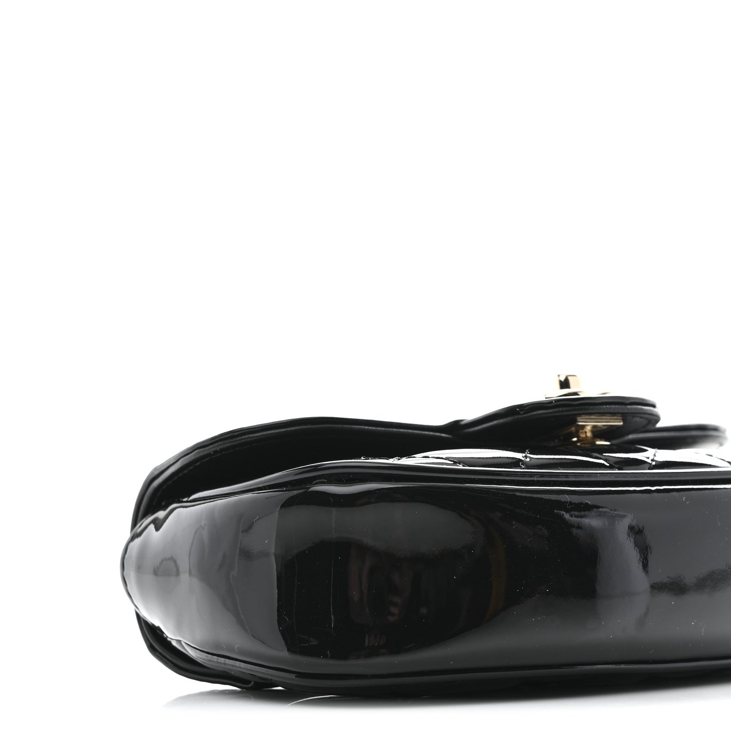 Patent Calfskin Quilted Mini Clutch Black