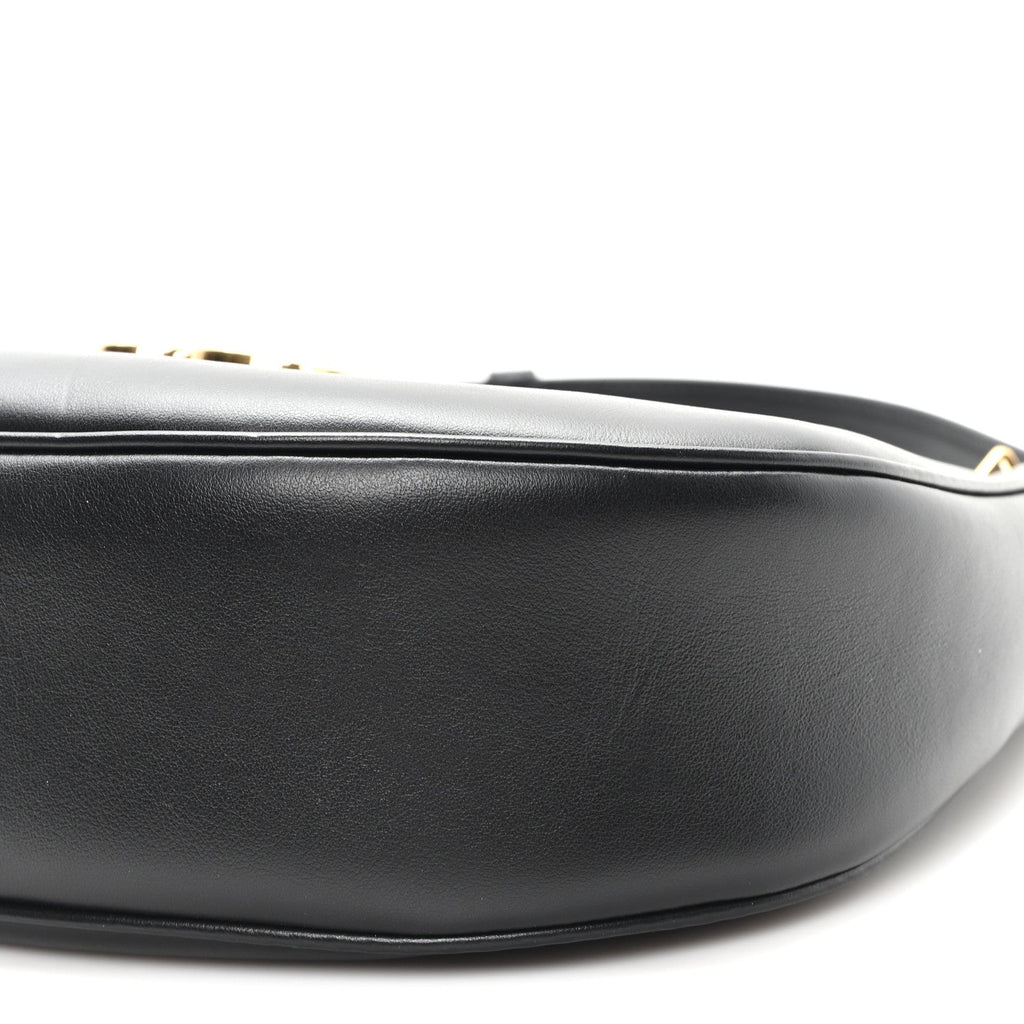 Smooth Calfskin Medium Strap Ava Triomphe Shoulder Bag Black