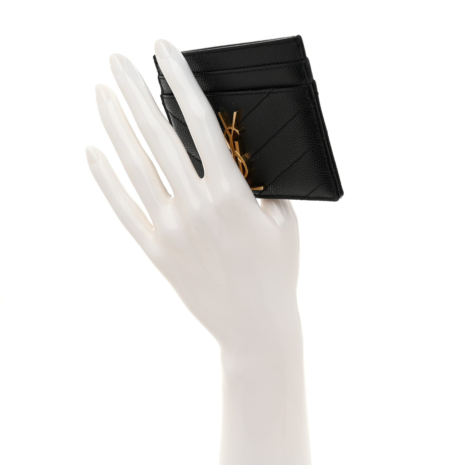 Grain De Poudre Matelasse Chevron Monogram Credit  Case Black