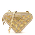 Satin Crystal Mini Triangle Crossbody Pouch Platino