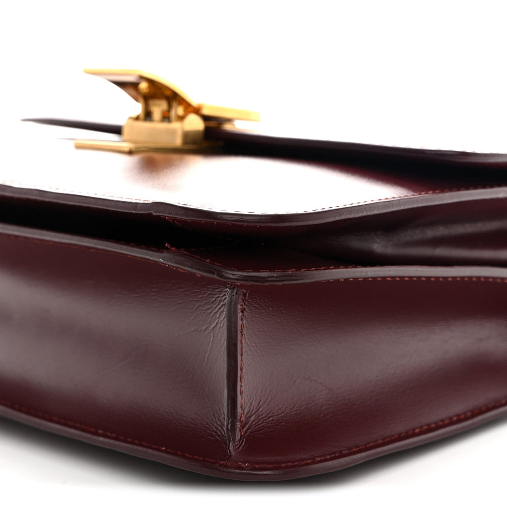 Box Calfskin Teen Classic Box Flap Bag Burgundy