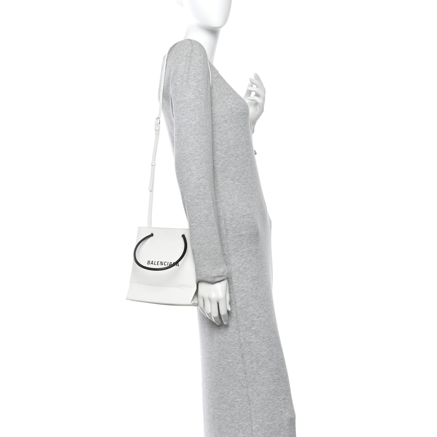 Squared Calfskin Logo North South Shopper Tote XXS White