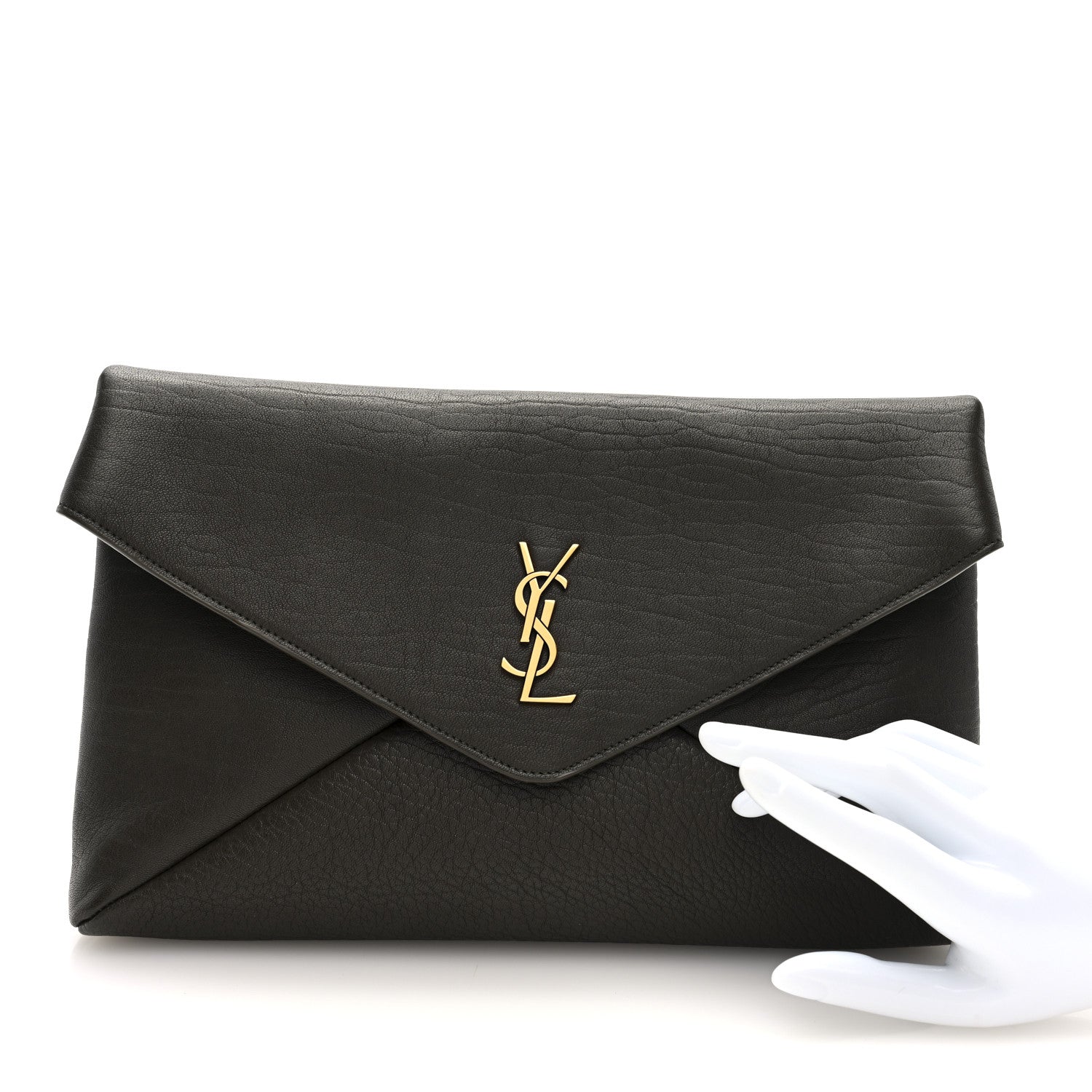 Grained Lambskin Large Cassandre Envelope Pouch Light Musk
