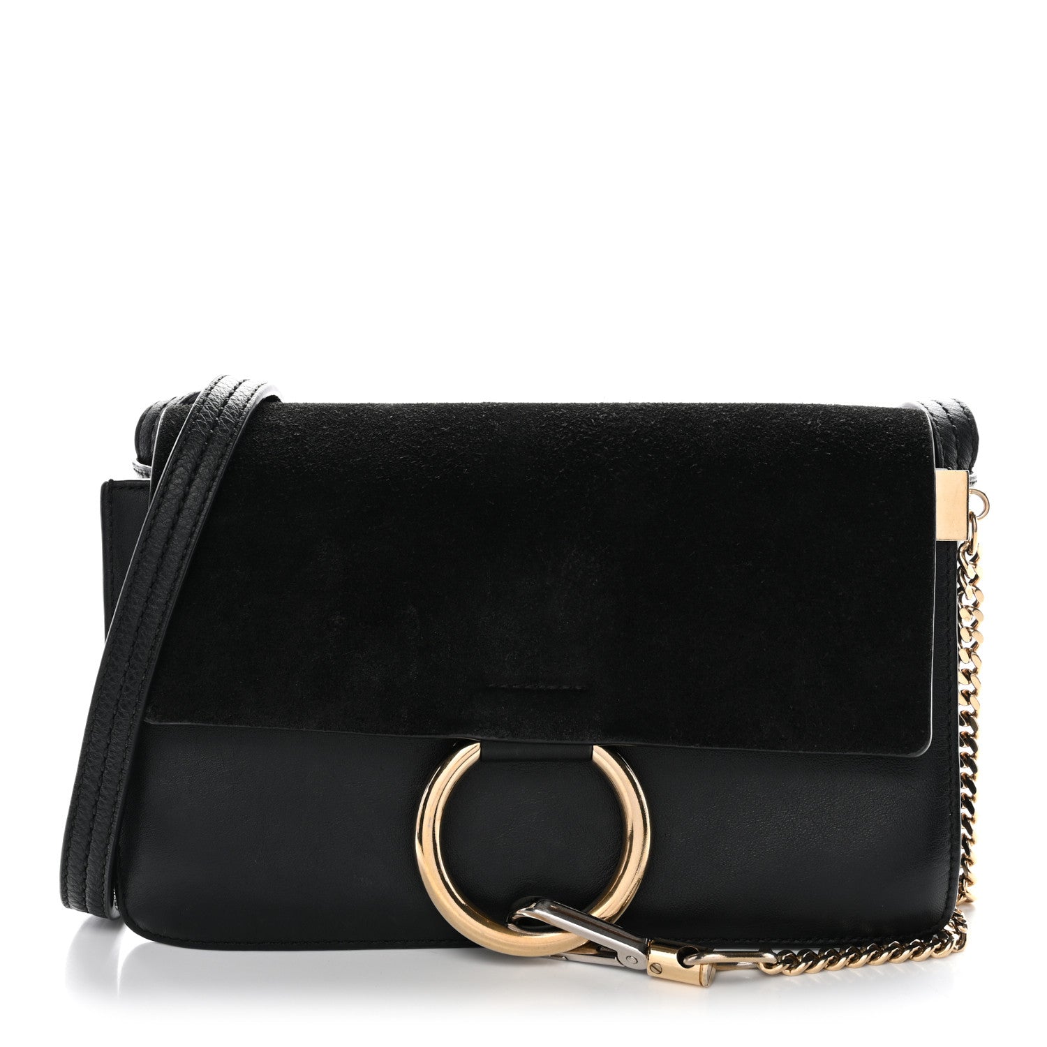 Suede Calfskin Small Faye Shoulder Bag Black