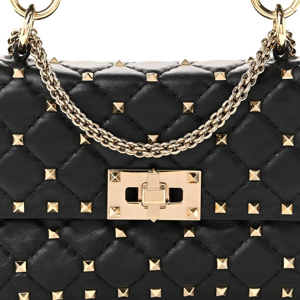 Nappa Small Rockstud Spike Shoulder Bag Black