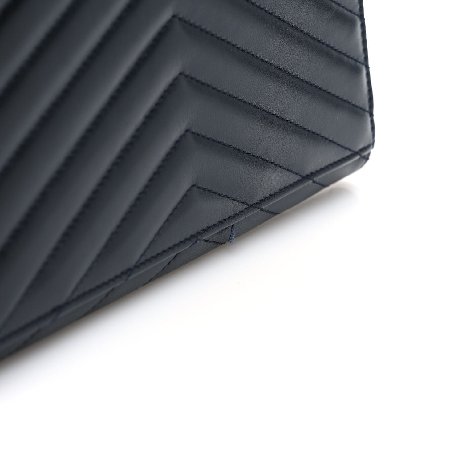 Lambskin Matelasse Chevron Monogram Cassandre Flap Pouch Navy