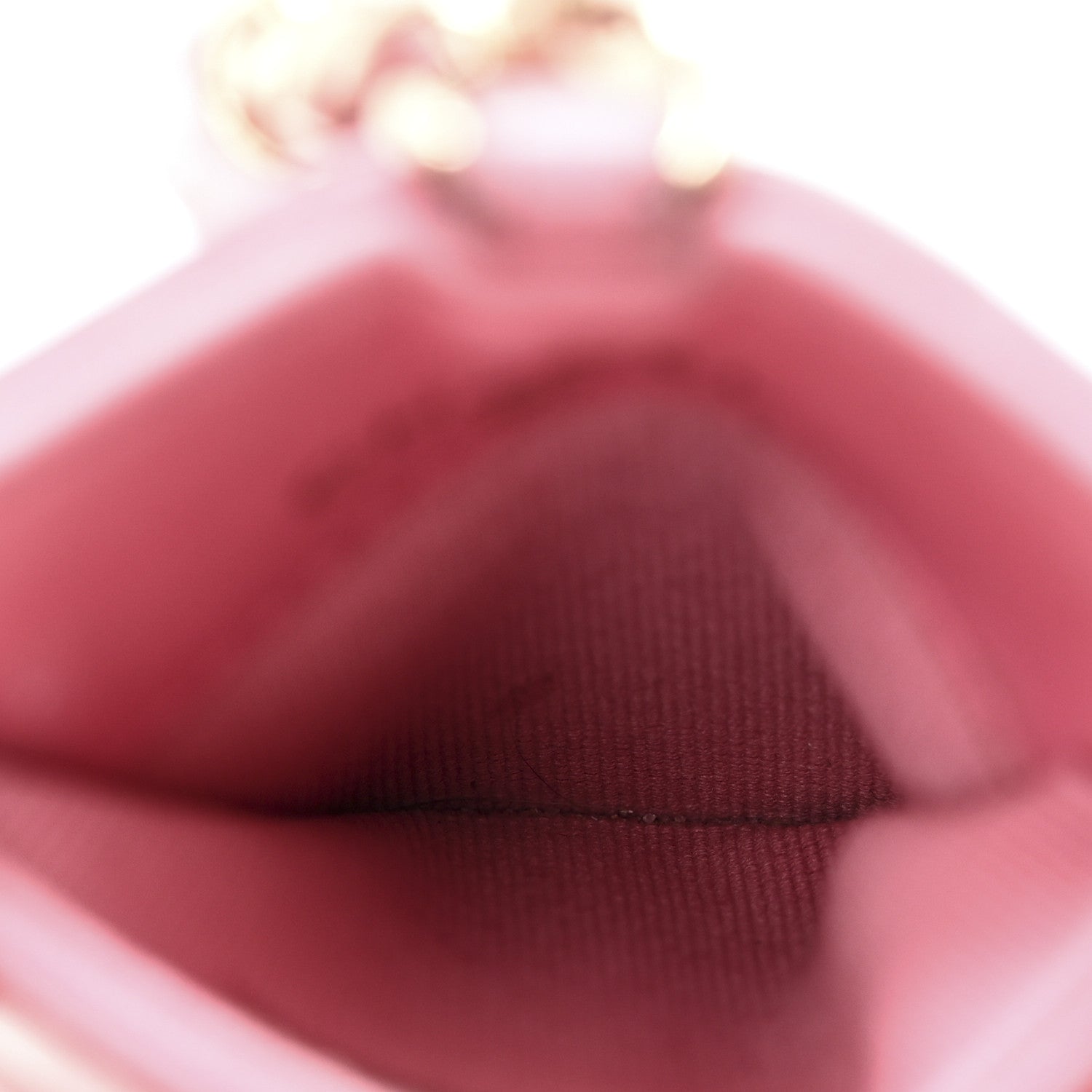 Lambskin Quilted Enamel Chanel  Holder On Chain Pink