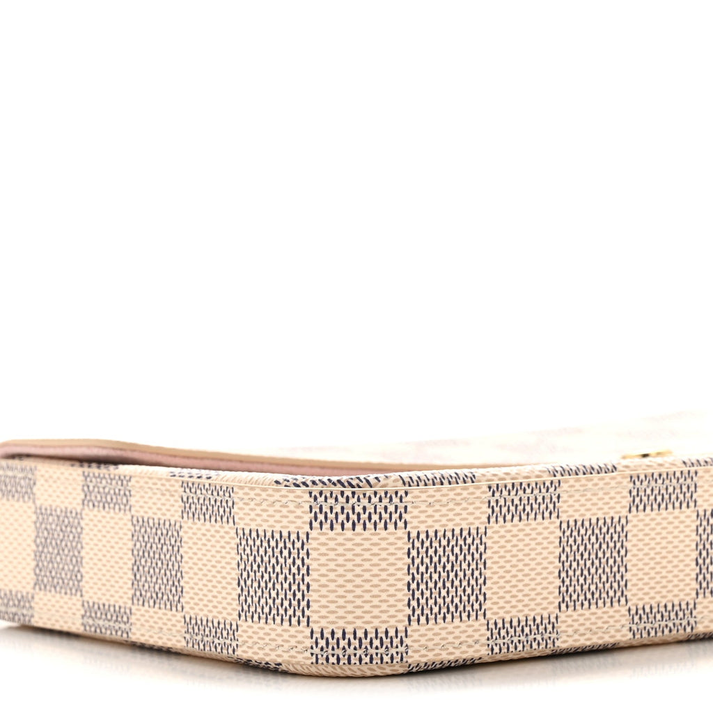 Damier Azur Pochette Felicie Chain Wallet Rose Ballerine