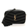 Calfskin Suede Matelasse Monogram Mini Lou Camera Bag Black