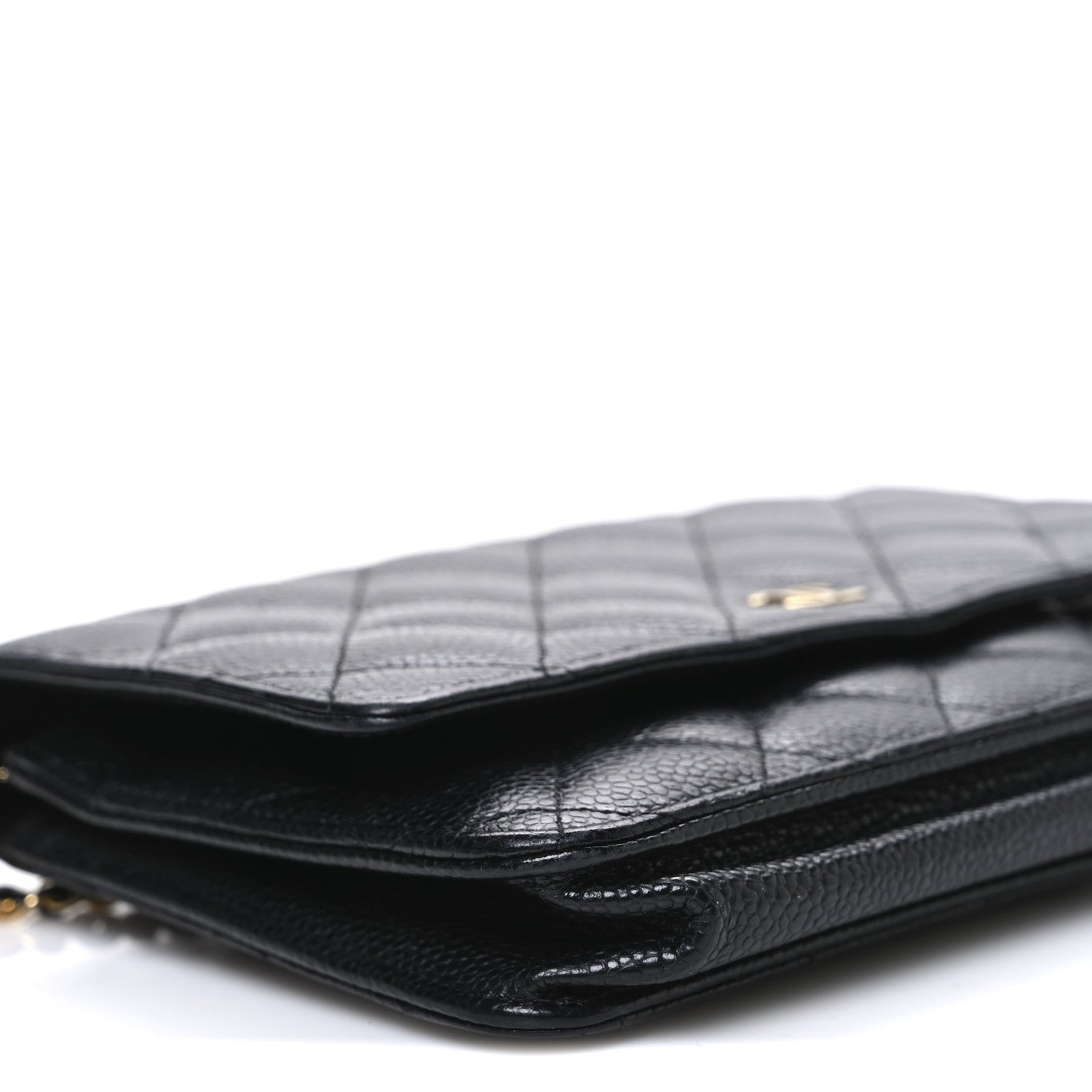 Caviar Quilted Wallet on Chain WOC Black