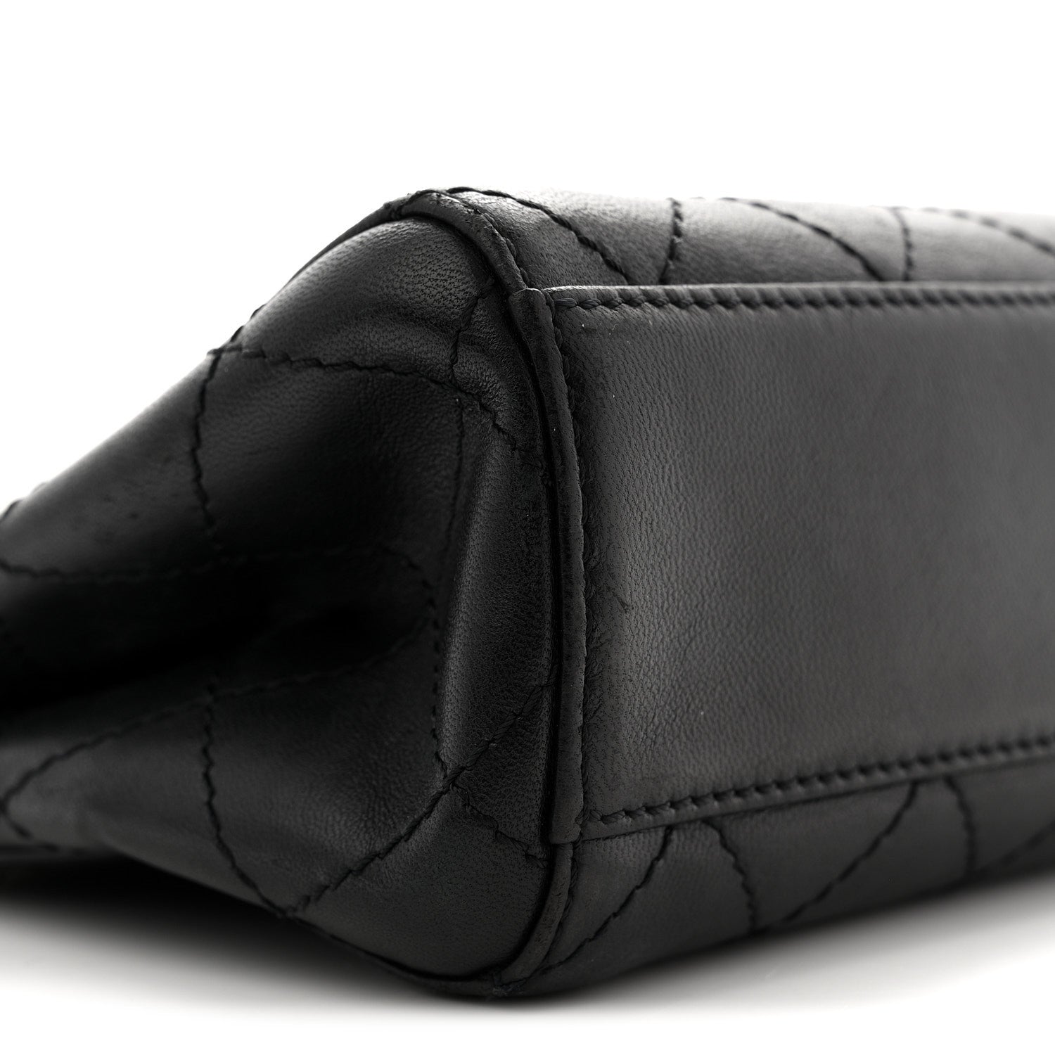 Lambskin Stitched Small Tote Black