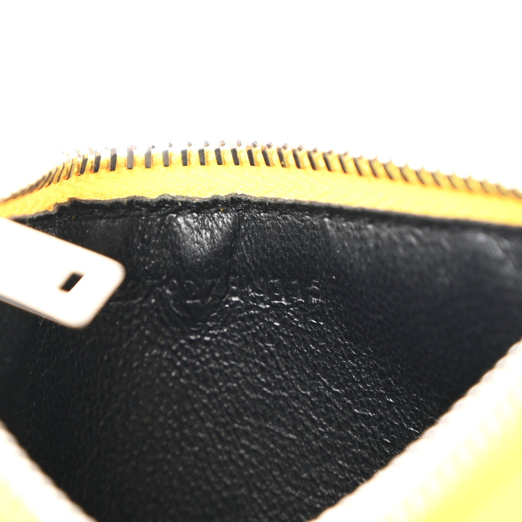 Grained Calfskin 5 Fragments Zip Pouch  Holder Sunflower