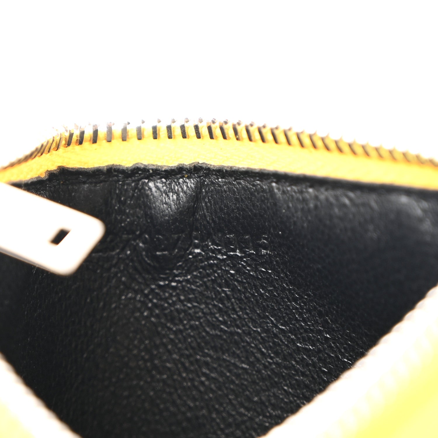 Grained Calfskin 5 Fragments Zip Pouch  Holder Sunflower