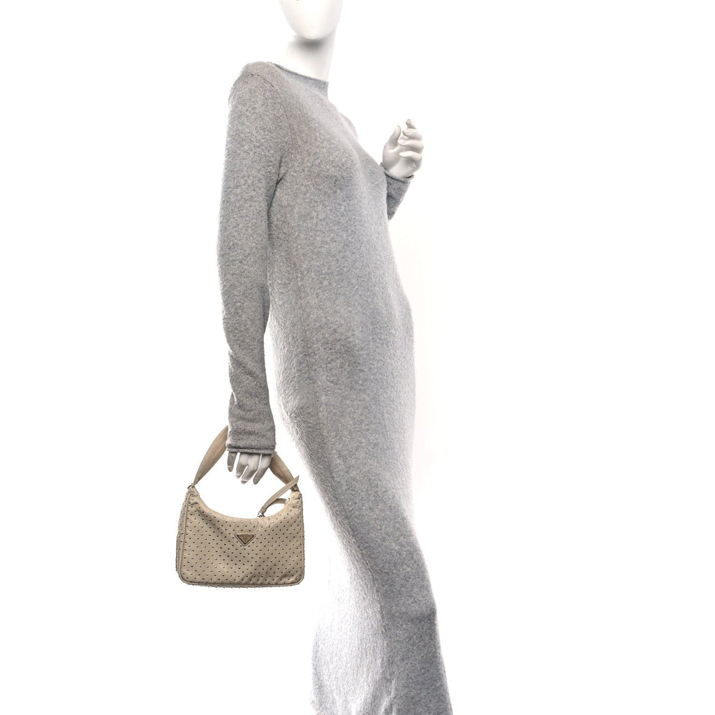 Tessuto Nylon Studded Mini Re-Edition Bag Deserto