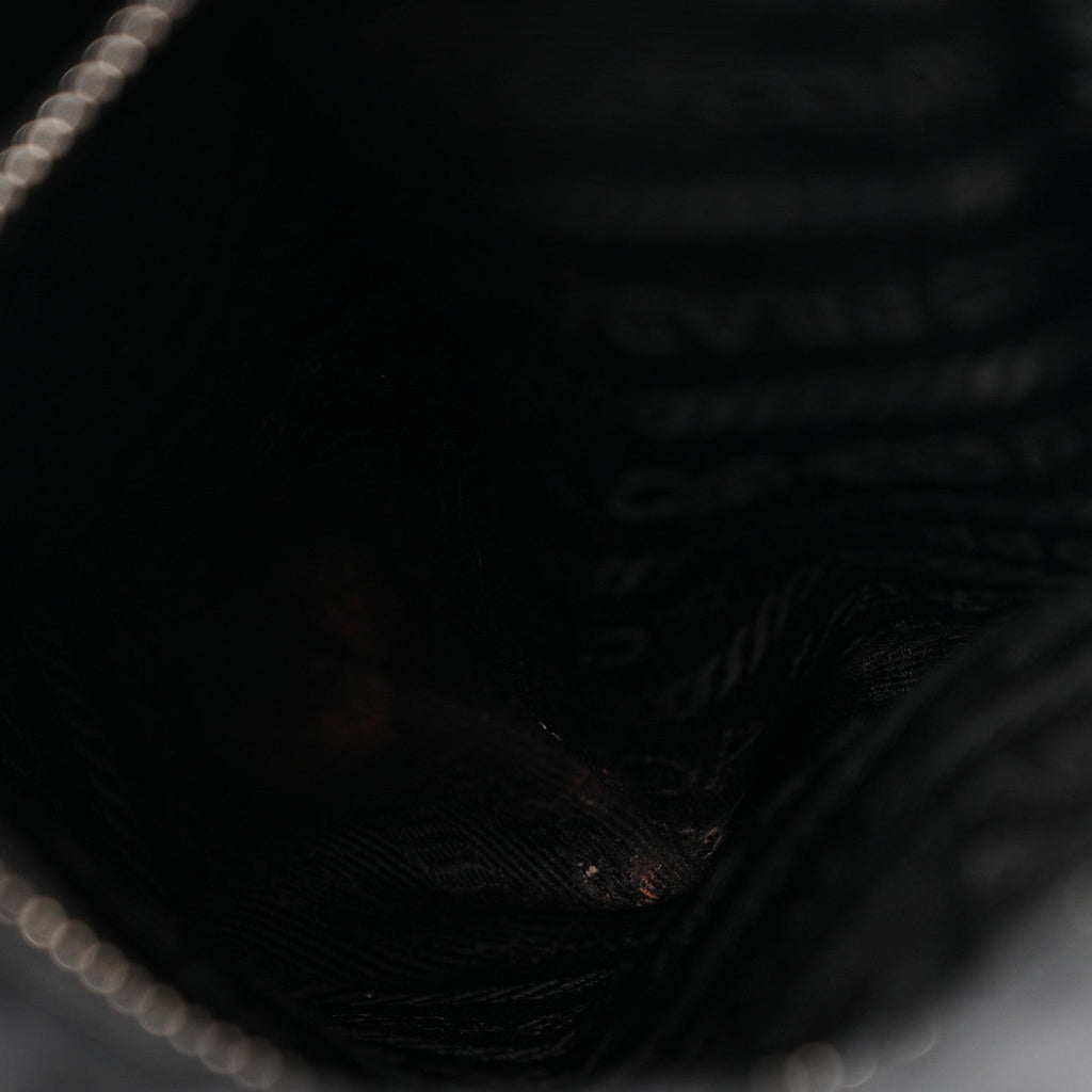 Re-Nylon Quilted Padded Flap Shoulder Bag Black