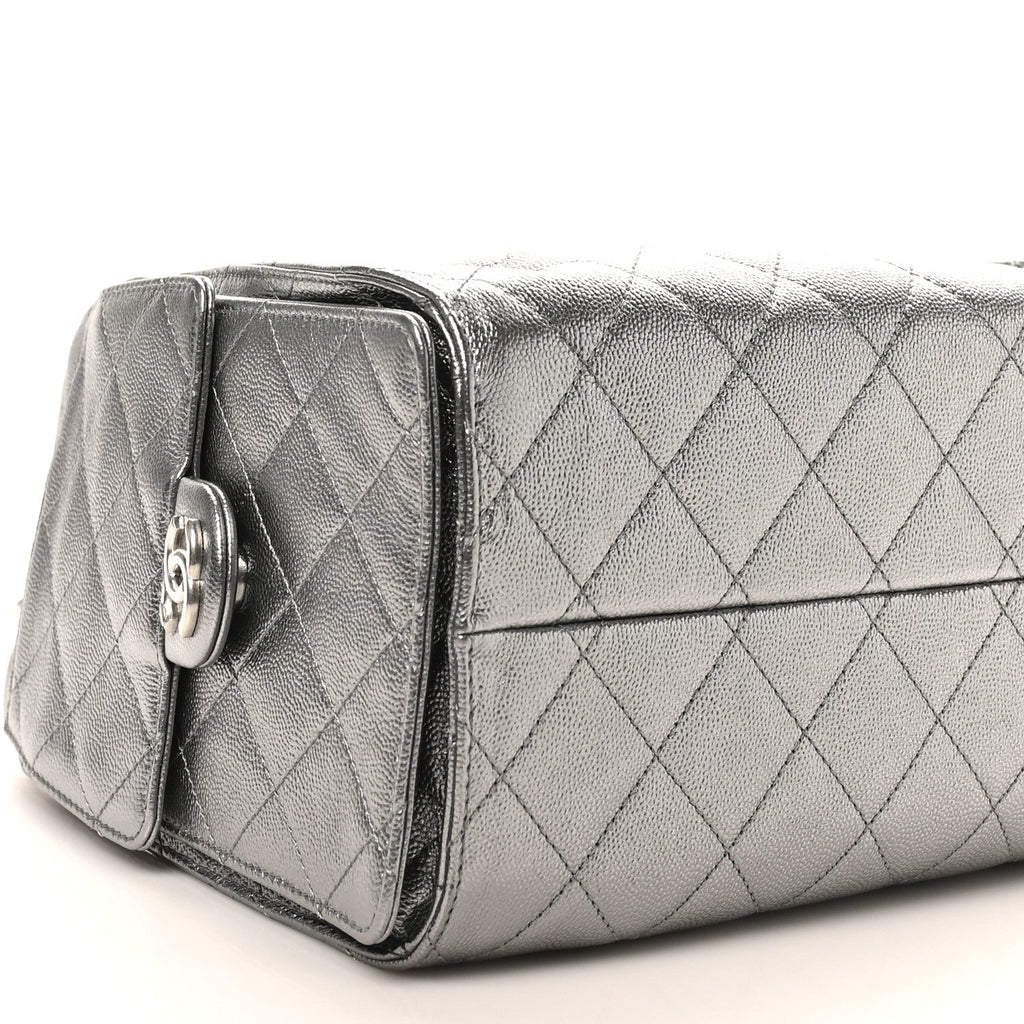 Metallic Caviar Quilted Small Chanel 25 Handbag Anthracite