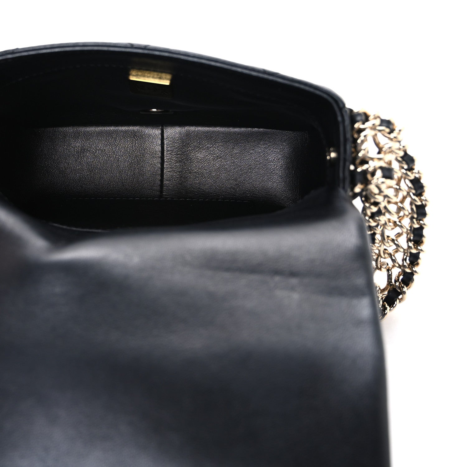 Lambskin Quilted Mini Chain Rows Flap Black
