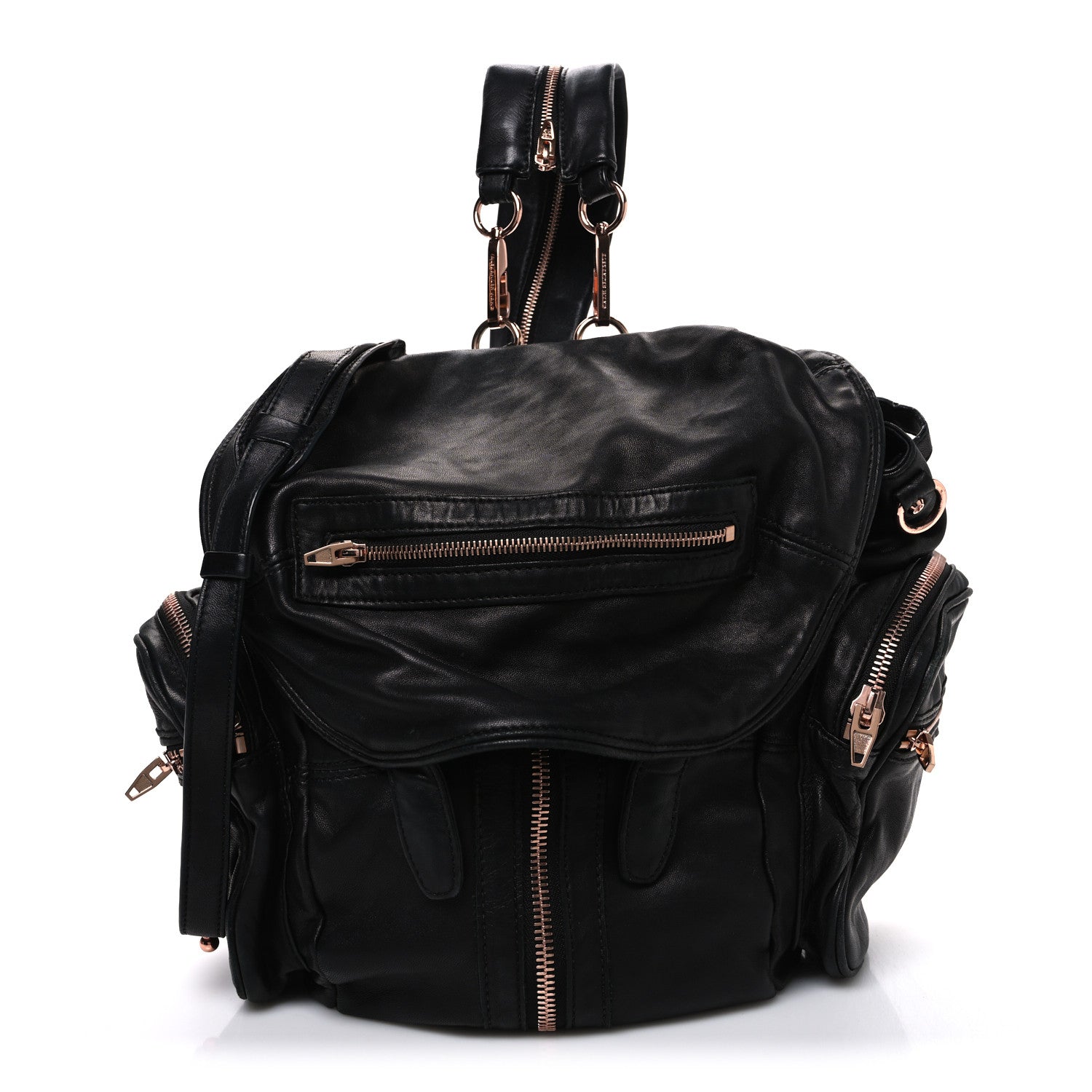 Lambskin Marti Backpack Bag Washed Black Rose Gold Hardware