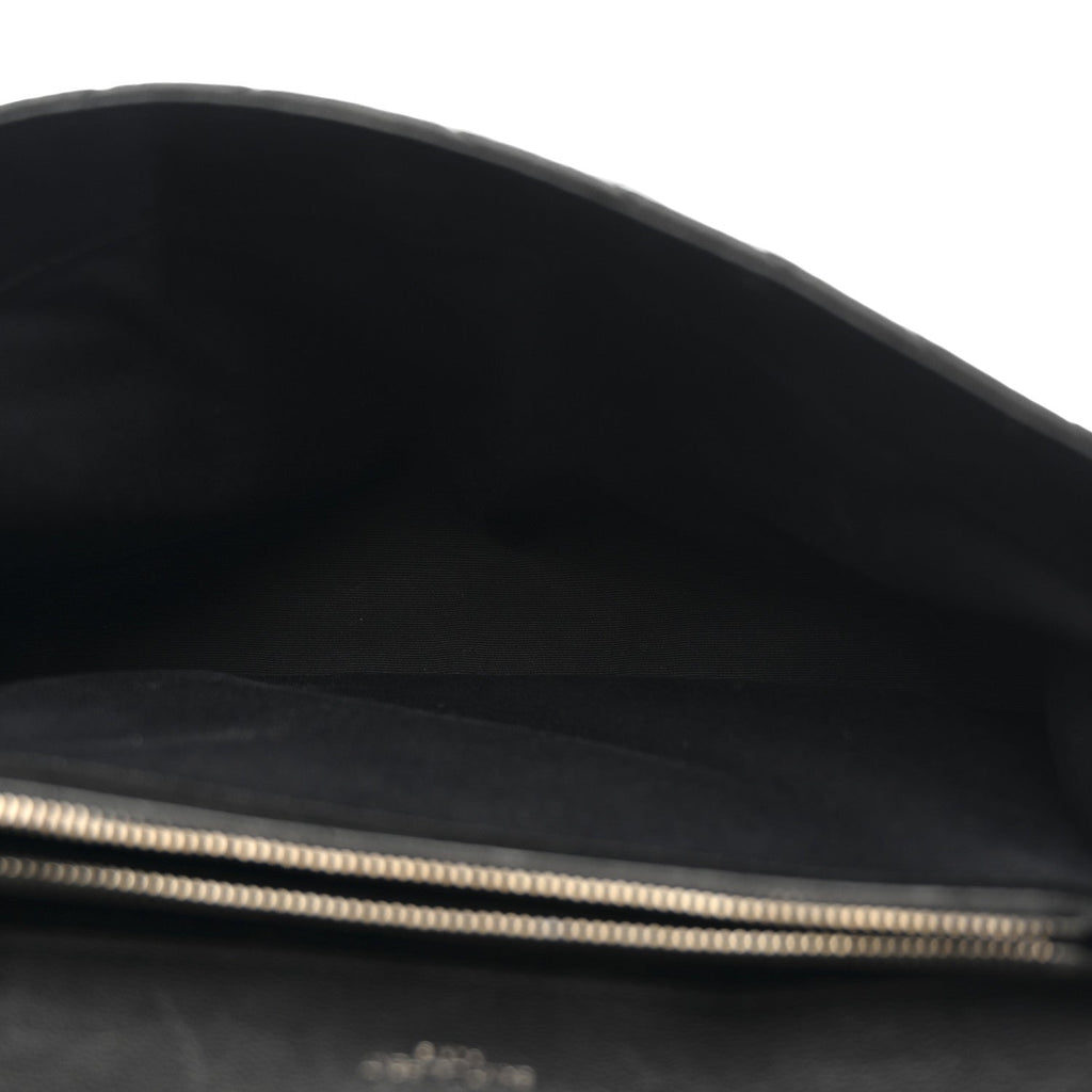 Sheepskin Matelasse Chevron Monogram Large College Satchel Black
