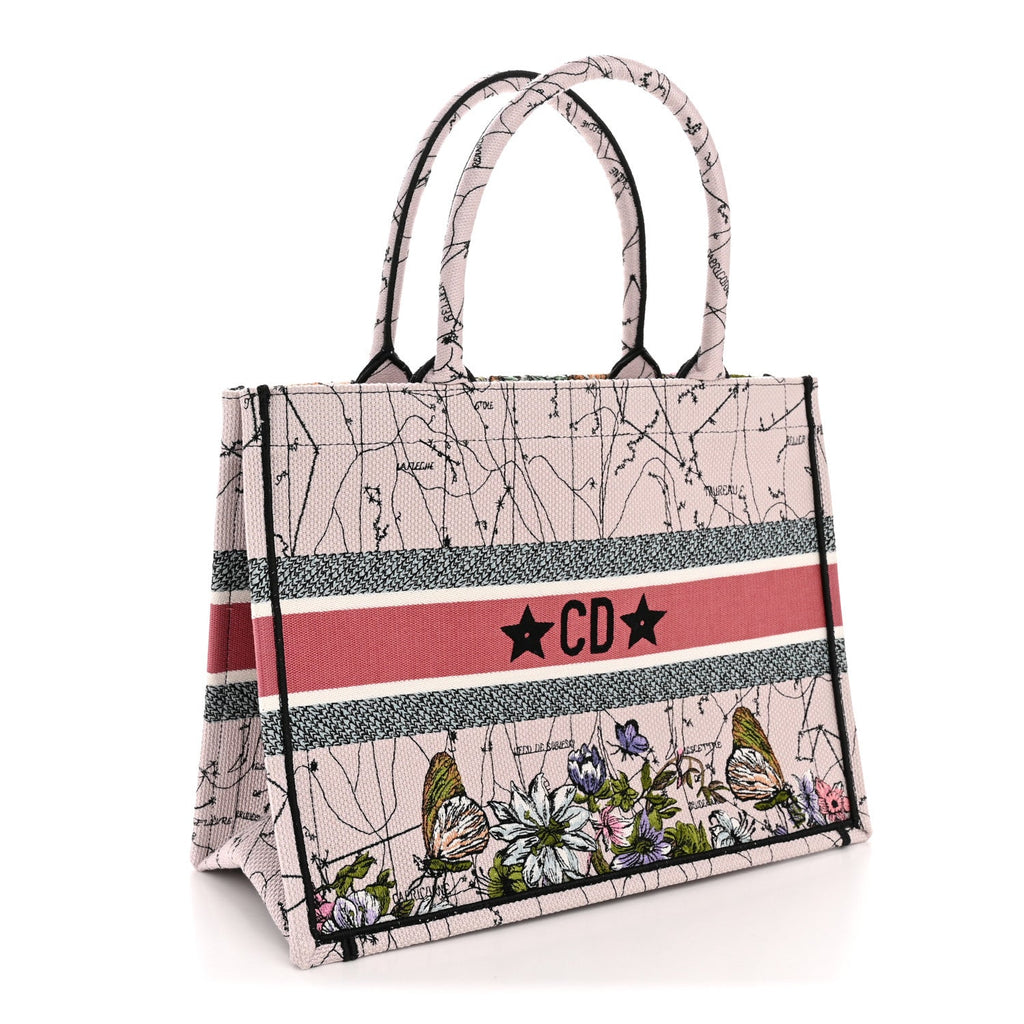 Canvas Embroidered Medium Zodiac Book Tote Latte Multicolor