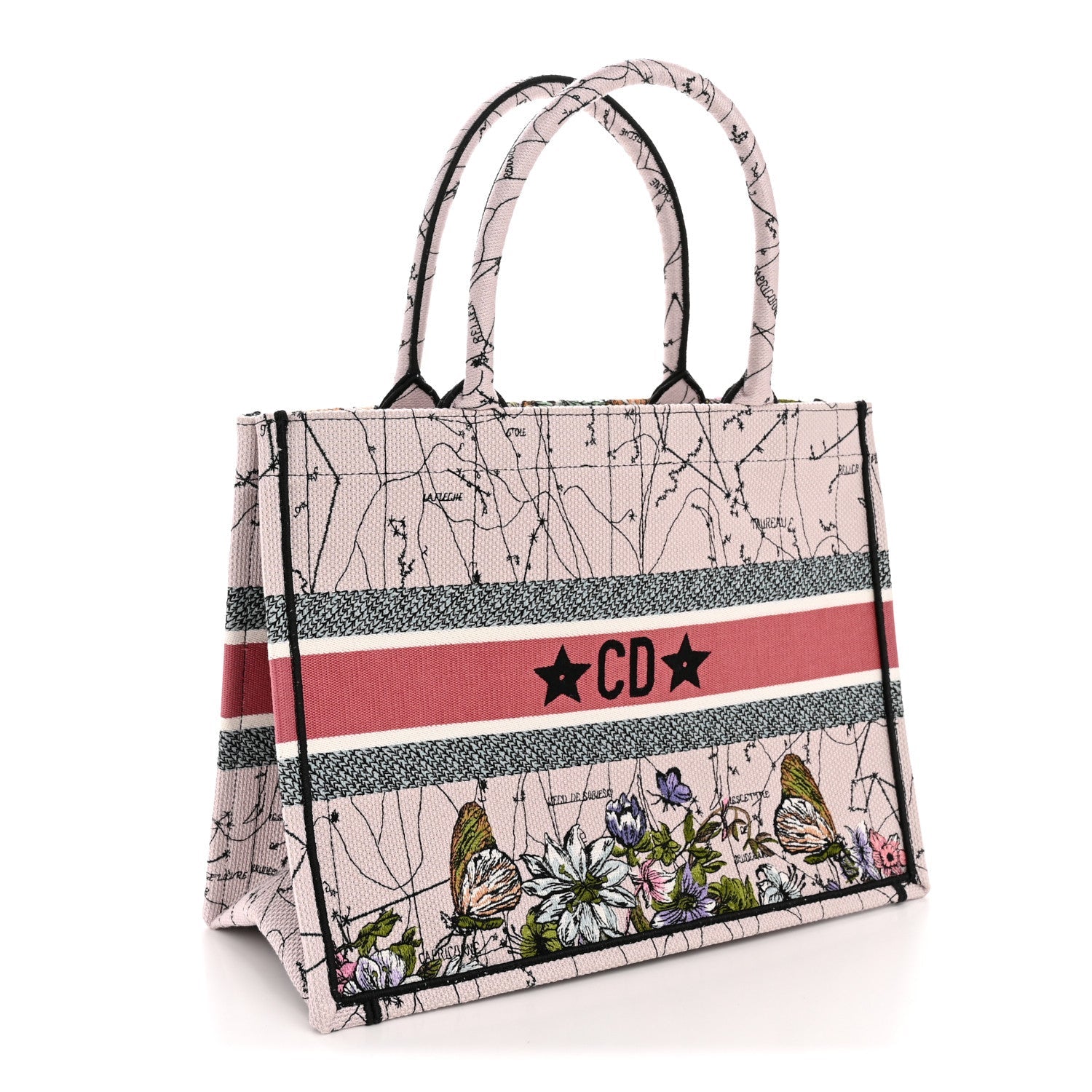 Canvas Embroidered Medium Zodiac Book Tote Latte Multicolor