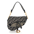 Oblique Embroidered Saddle Bag Blue