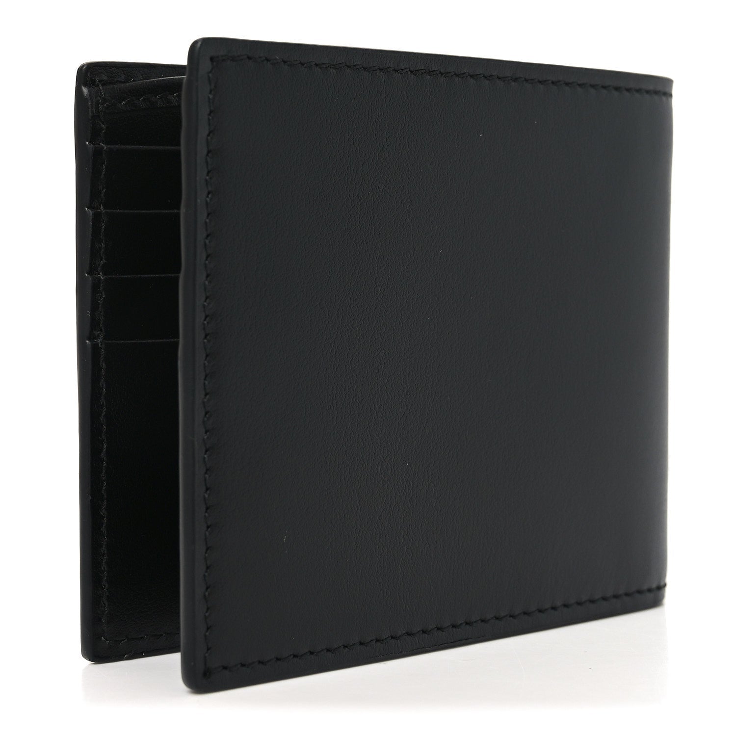 Plutone Calfskin Logo Bi-Fold Wallet Black