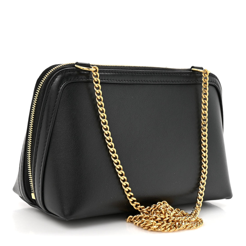 Smooth Calfskin Cuir Triomphe Clutch on Chain Black