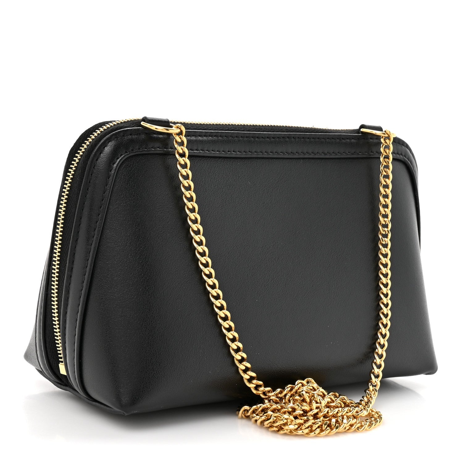 Smooth Calfskin Cuir Triomphe Clutch on Chain Black