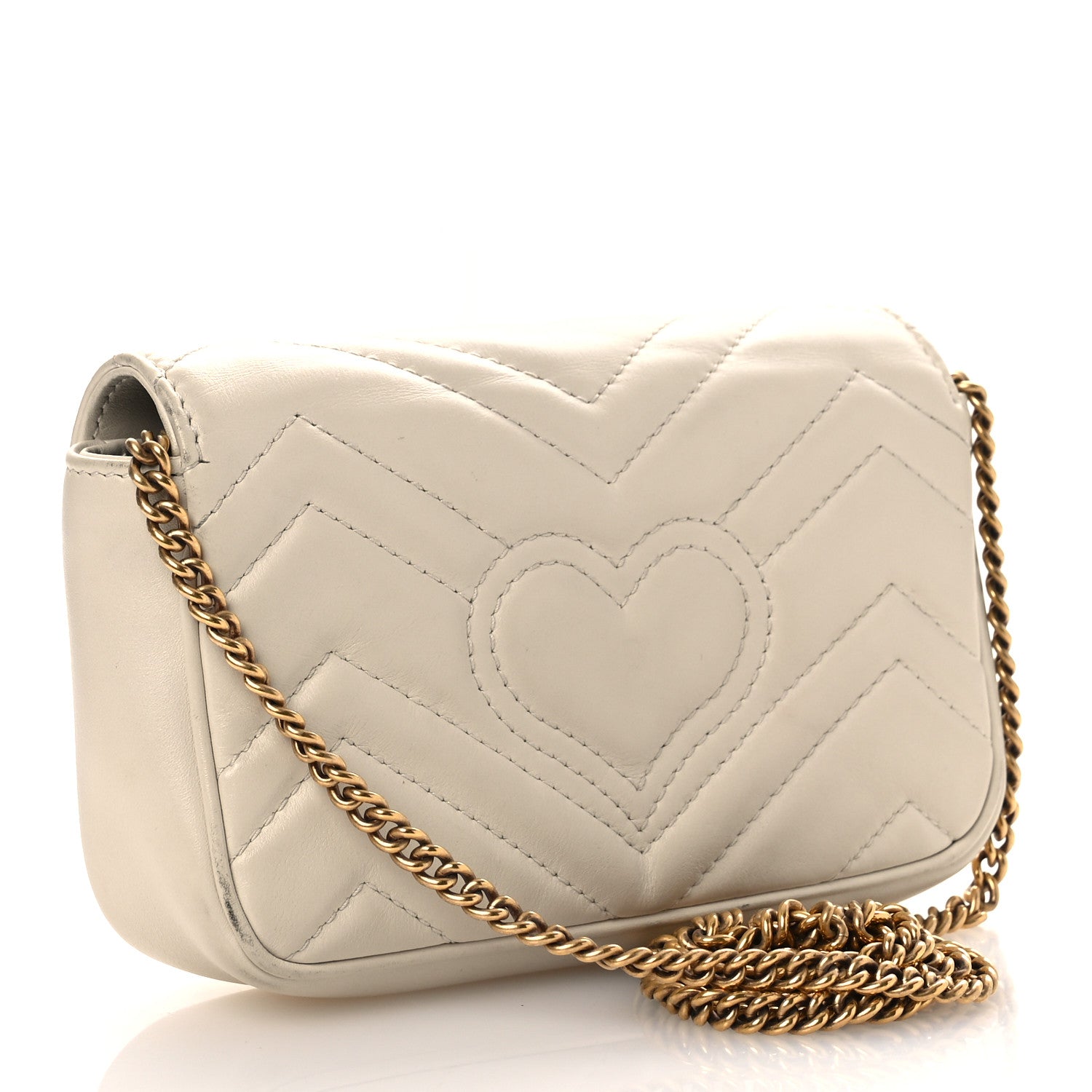Calfskin Matelasse Super Mini GG Marmont Shoulder Bag White
