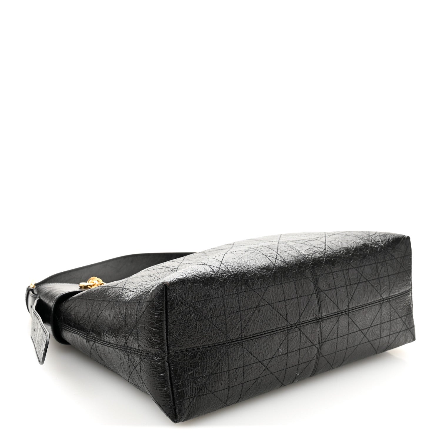 Crinkled Calfskin Macrocannage Large Voyage Bag Black