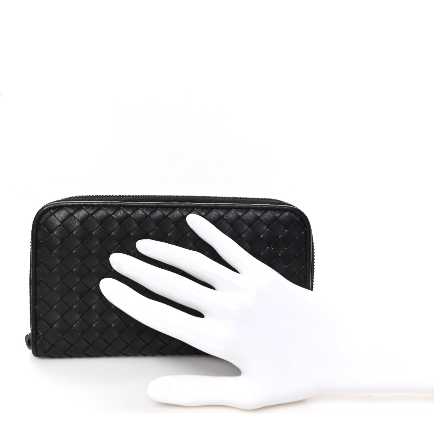 Nappa Intrecciato Zip Around Wallet Black