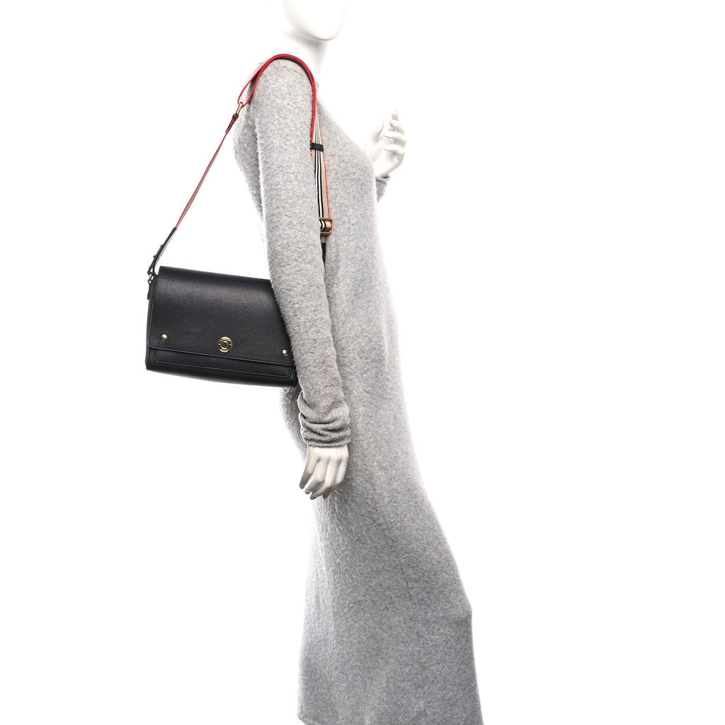 Grainy Calfskin Note Crossbody Bag Black