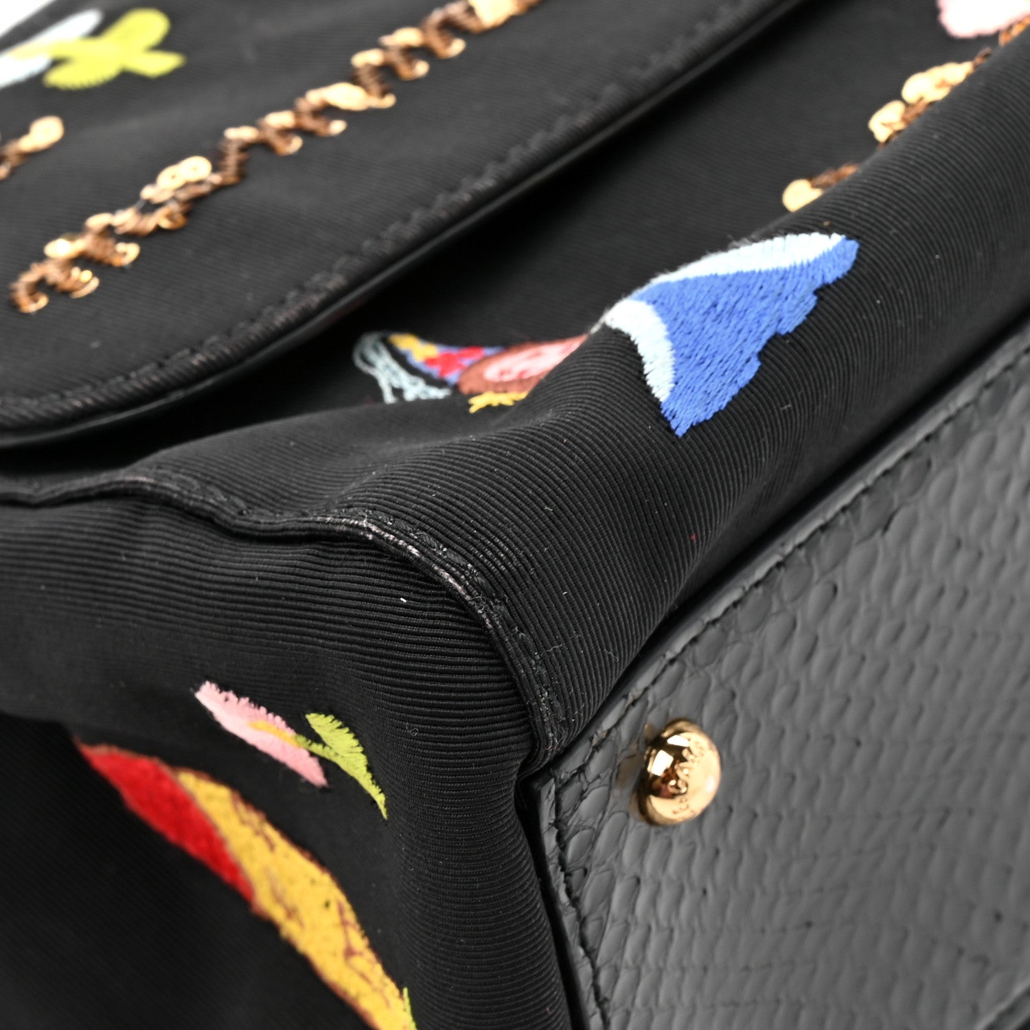 Neoprene Watersnake Embellished Medium Miss Sicily Satchel Black Multicolor