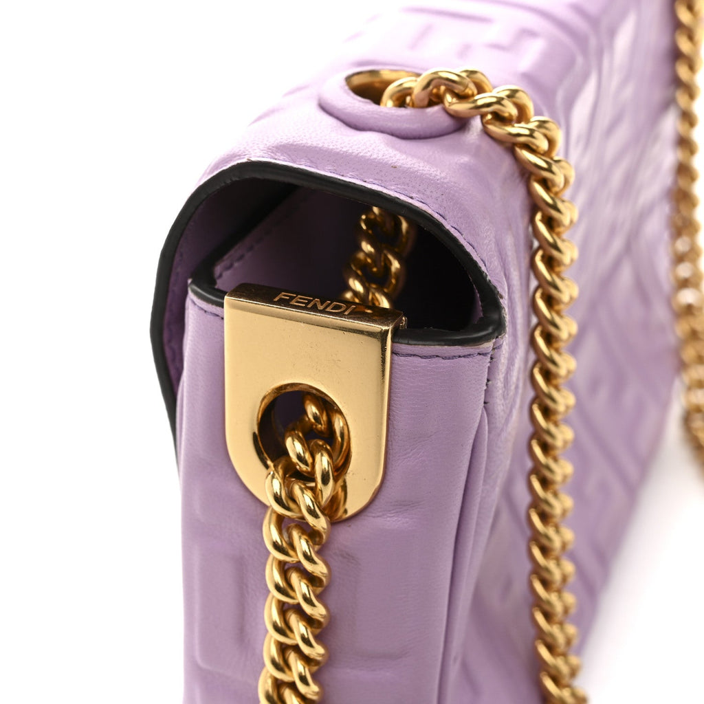 Nappa FF Embossed Small Midi Chain Baguette Violetta